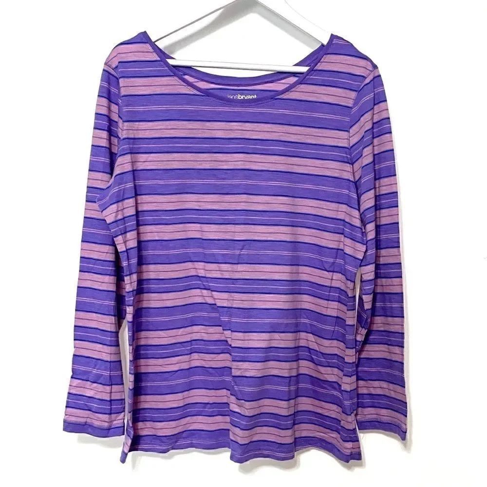 Lane Bryant purple striped relaxed fit sz 14/16w